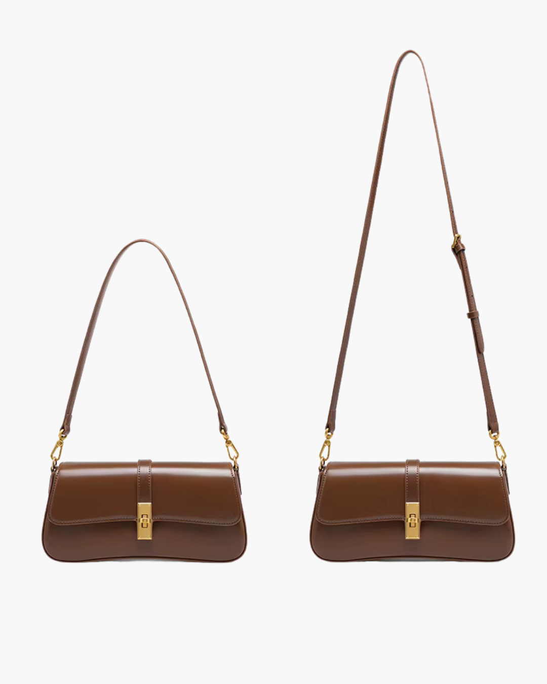 Bruine Leren Schoudertas voor Dames