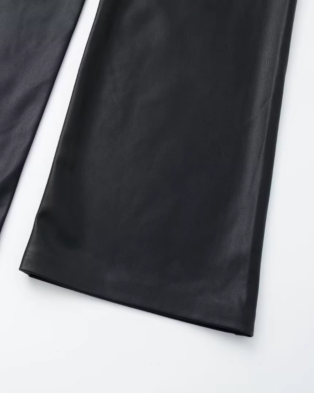 Hoge Taille Kunstleren Broek met Wijde Pijpen voor Dames