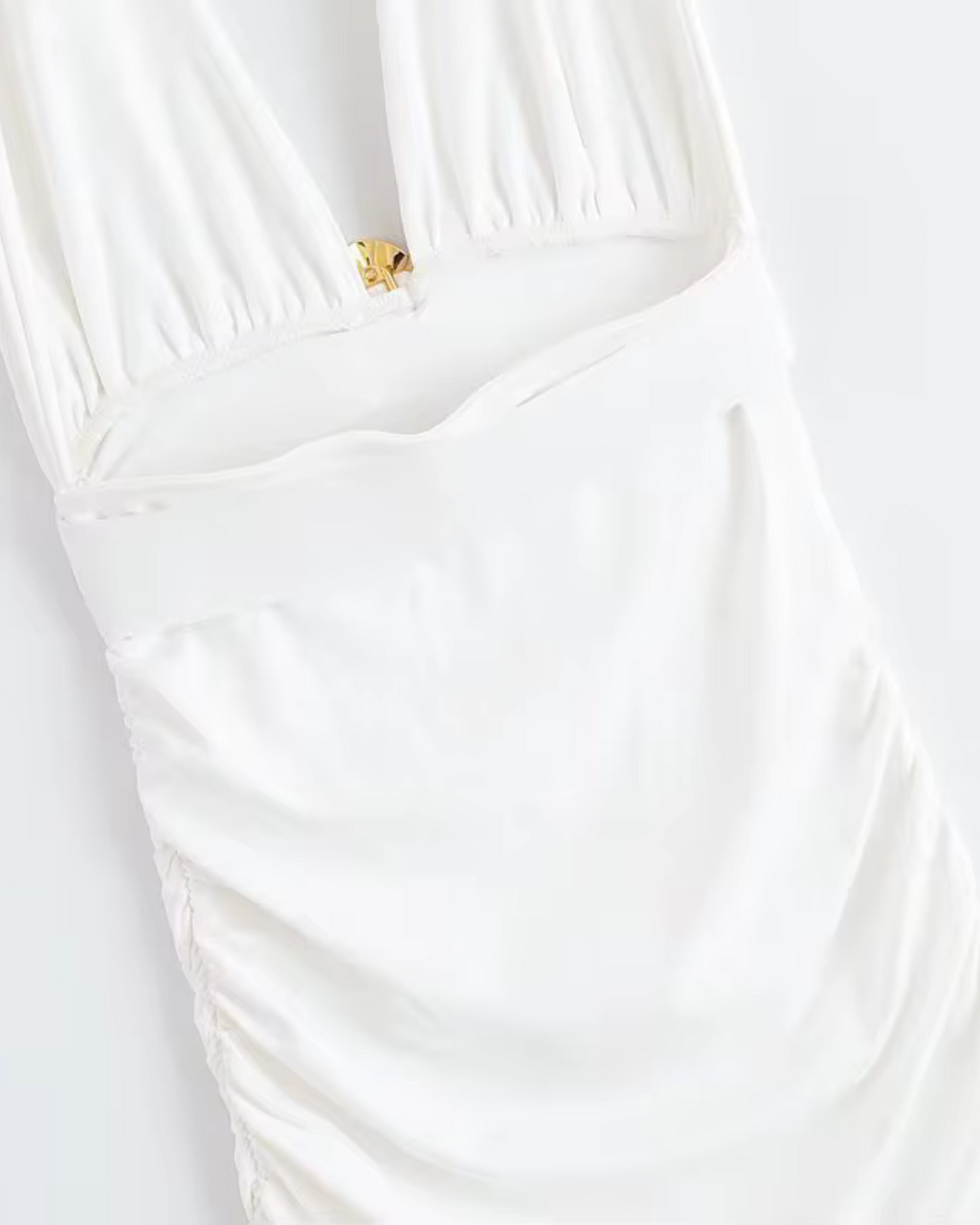 Elegante Lange Witte Backless Jurk met V-hals voor Dames