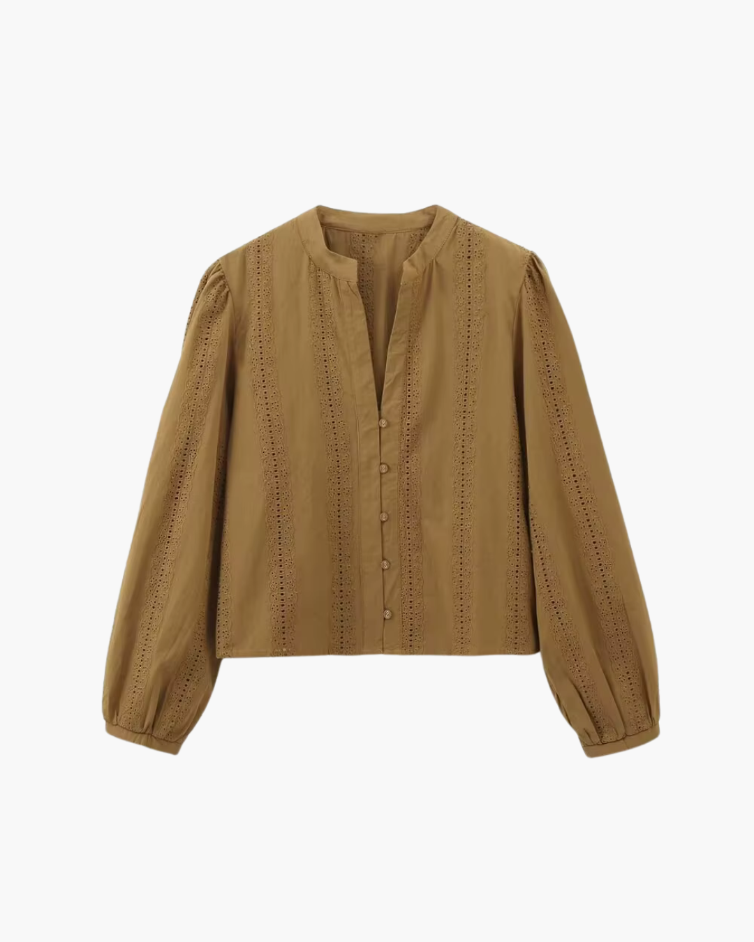 Borduurblouse met Lange Mouwen in Vintage Stijl voor Dames