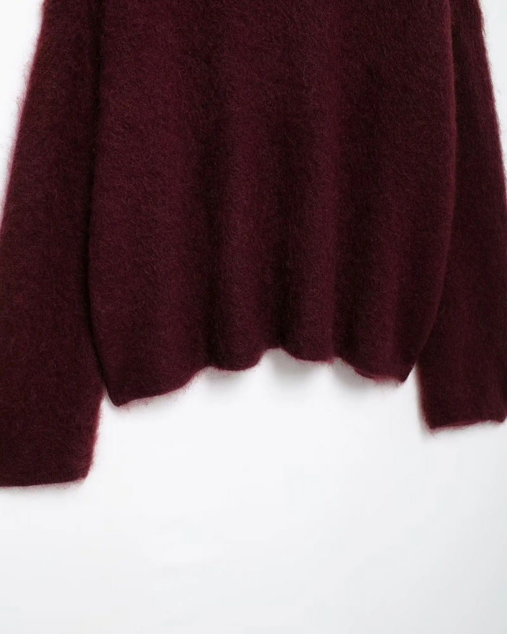 Bordeaux Rode Warme Losse Fuzzy Trui voor Dames