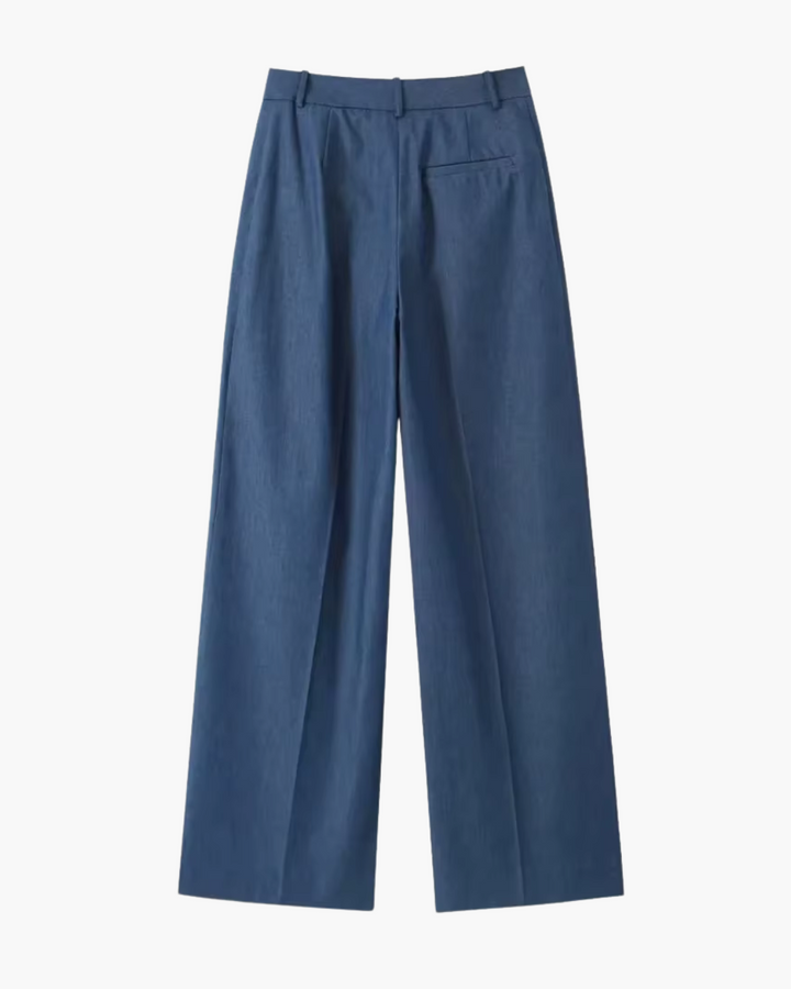 Vintage Blauw Damespak met Rechte Broek voor Dames