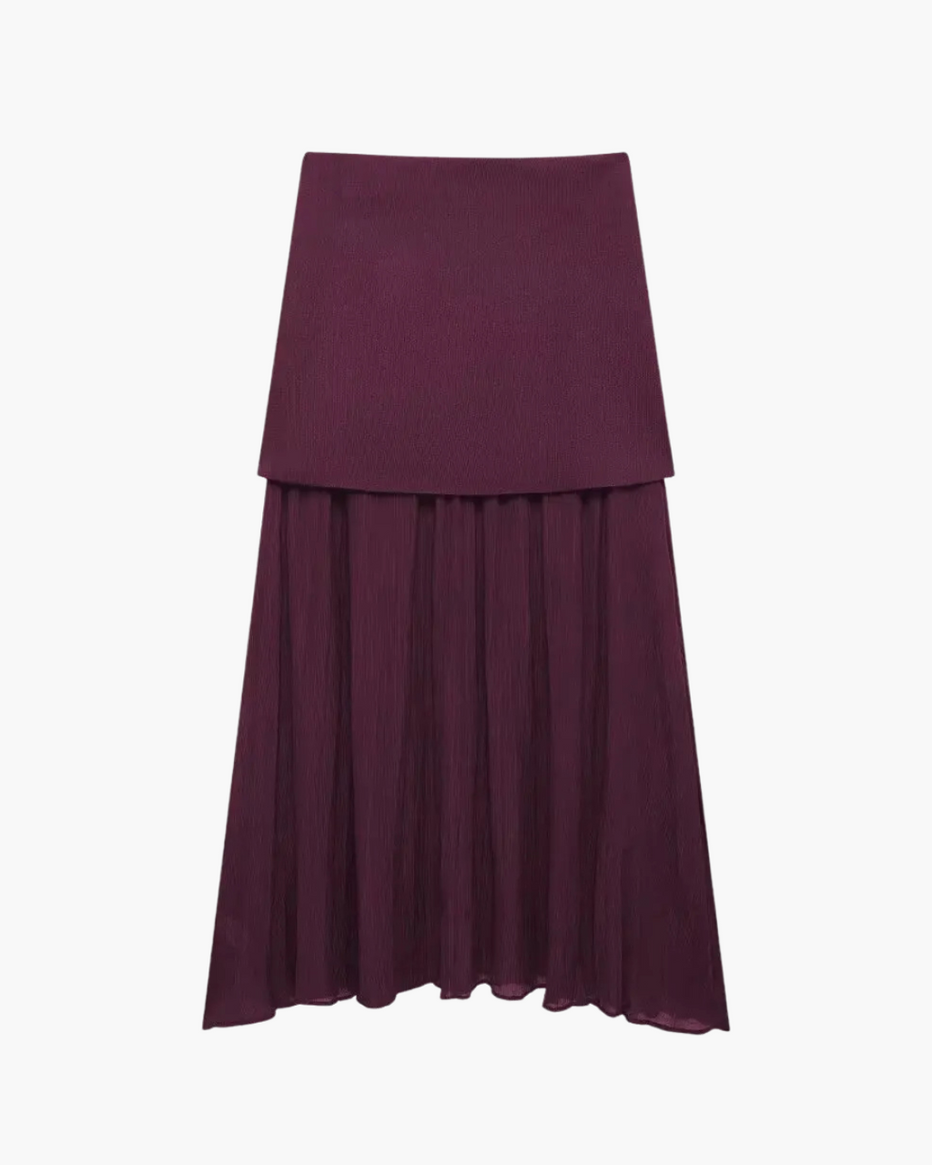 Bordeaux Rode Set met V-hals Vest en Hoge Taille Rok voor Dames