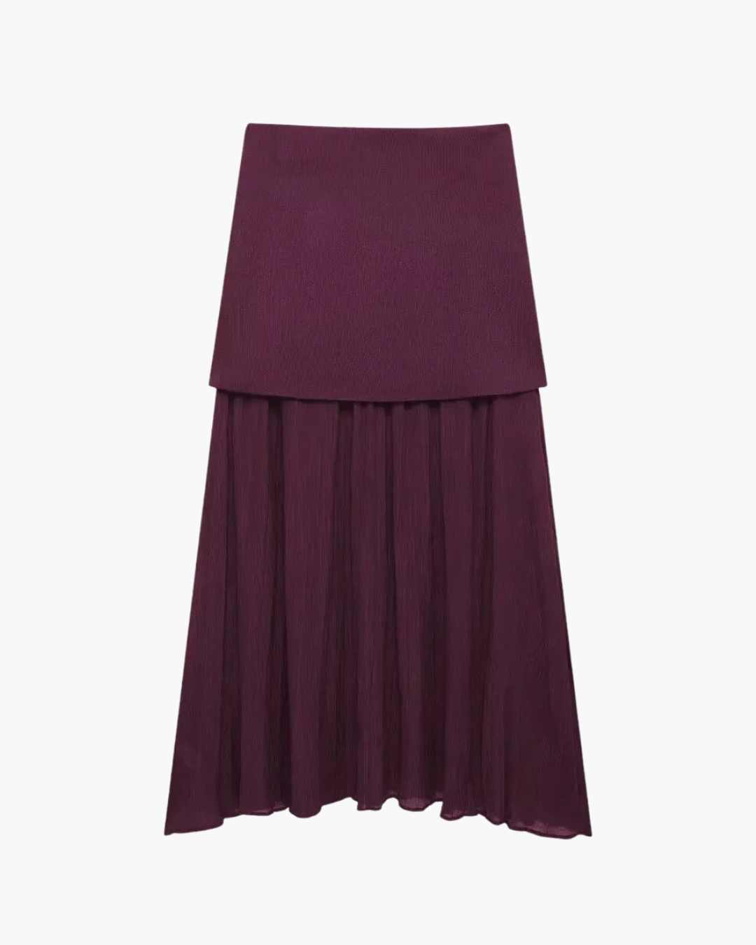 Bordeaux Rode Set met V-hals Vest en Hoge Taille Rok voor Dames