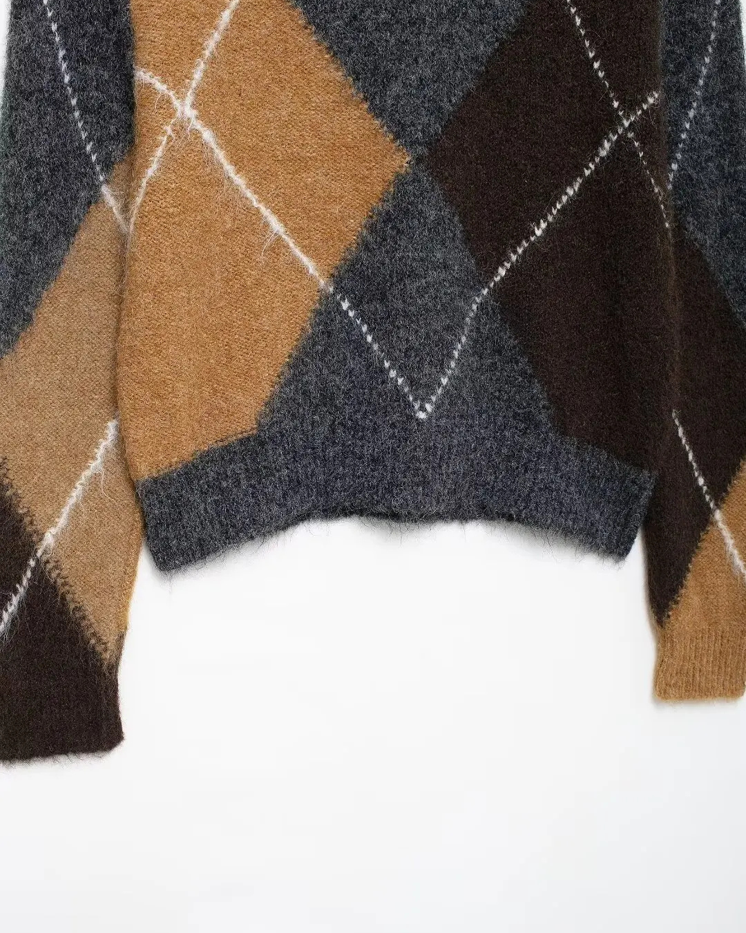 Elegante Geruite V-Hals Herfst Trui voor Dames