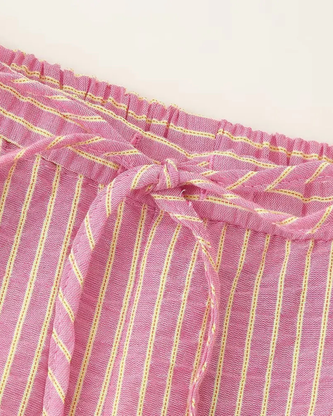 Zomerse 2-Delige Set - Gestreepte Backless Top met Strik & Wijde Broek voor Dames