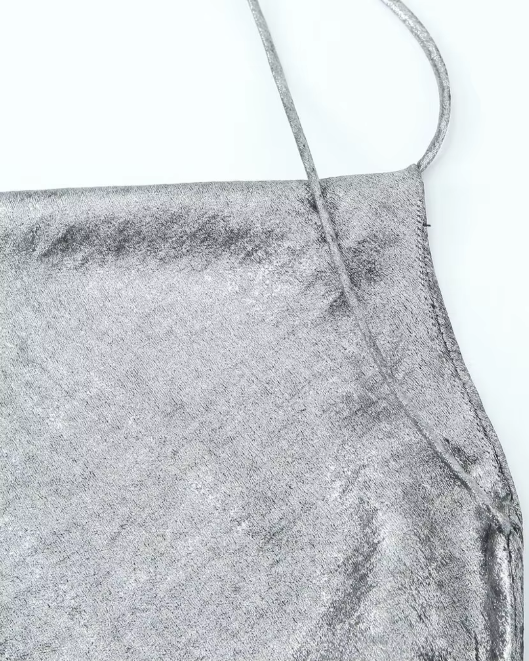 Zilveren Satijnen Jurk met Open Rug voor Dames