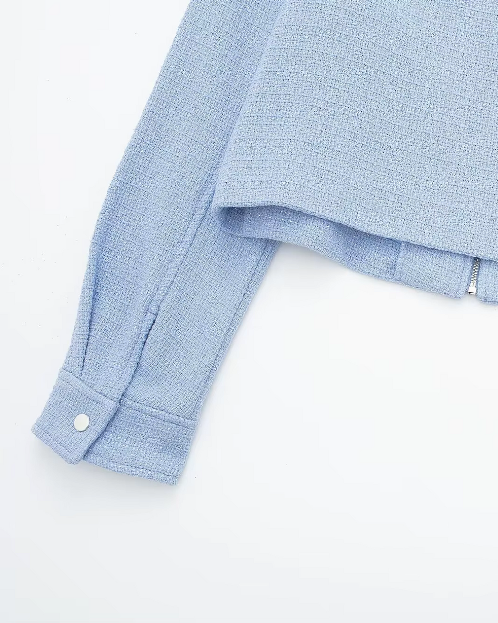 Chique Korte Jas met Rits en Zakken in Blauw voor Dames