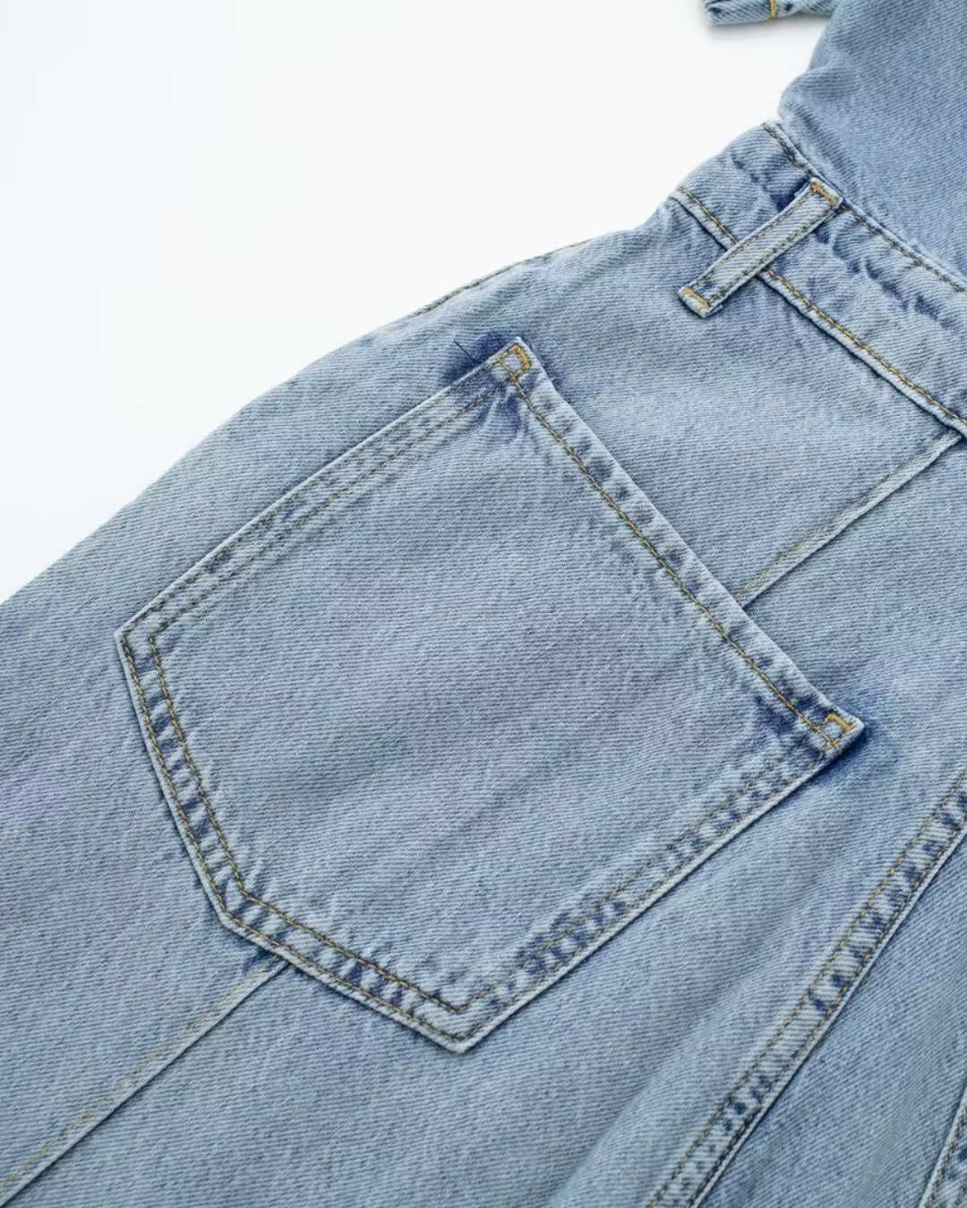 Vintage Blauwe Denim Jumpsuit met Ritssluiting voor Dames