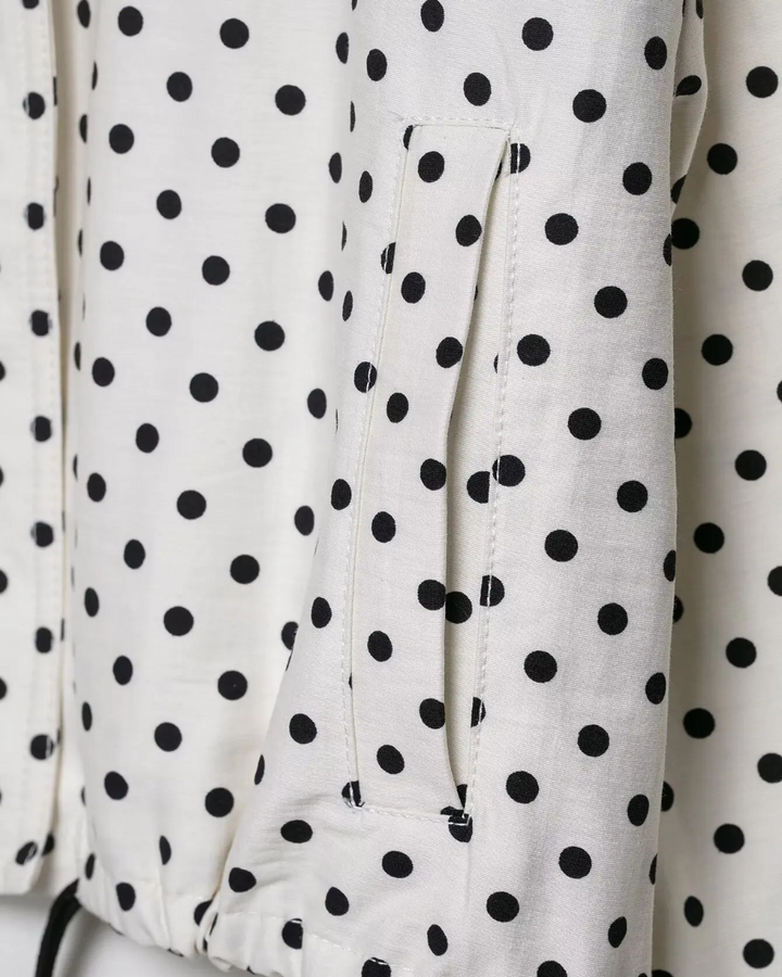 Casual Losse Polkadot Herfstjas met Rits en Trekkoord voor Dames
