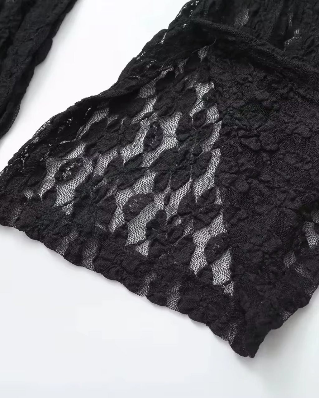 Gebloemde Zwarte Kanten Top en Broek Set voor Dames