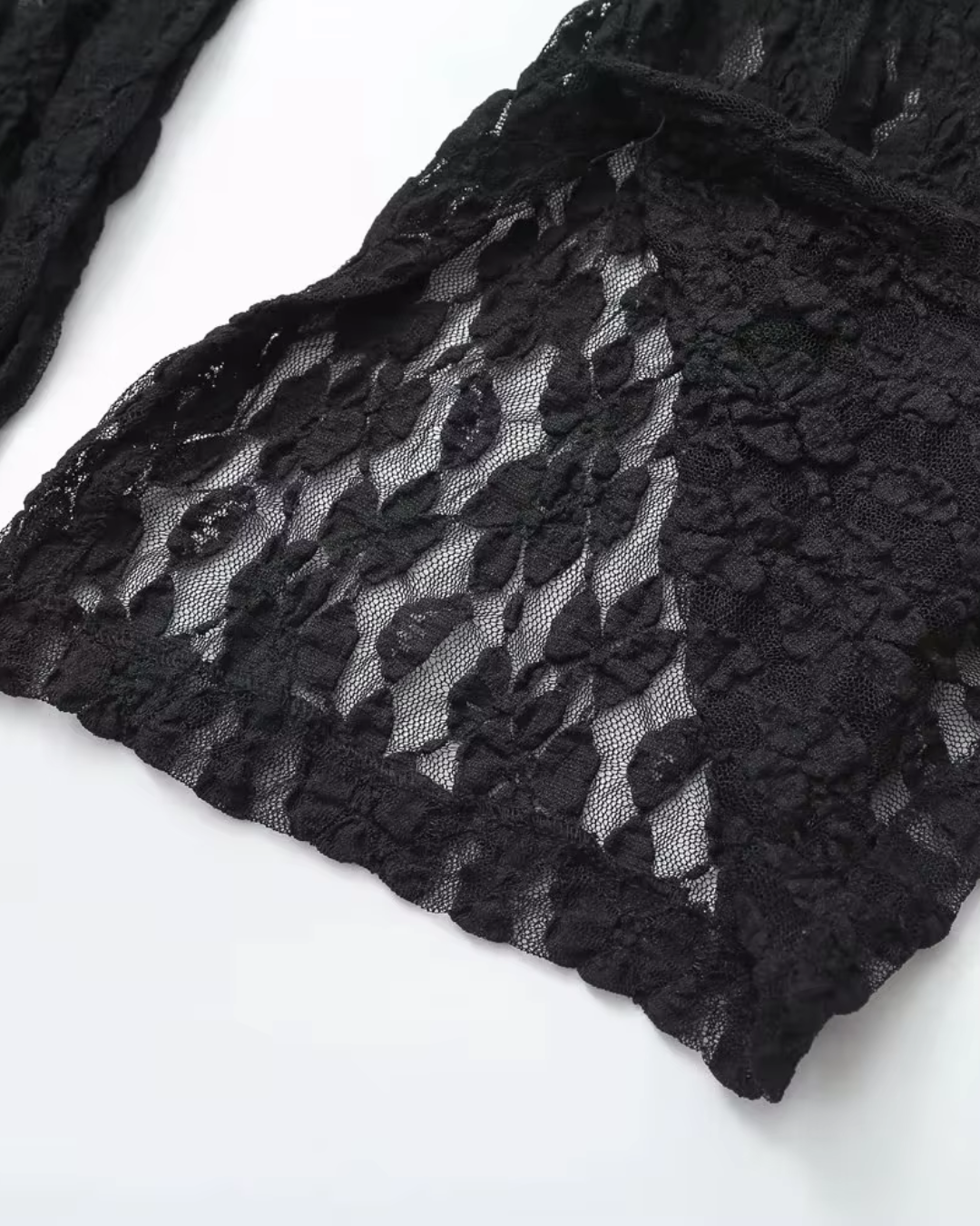 Gebloemde Zwarte Kanten Top en Broek Set voor Dames