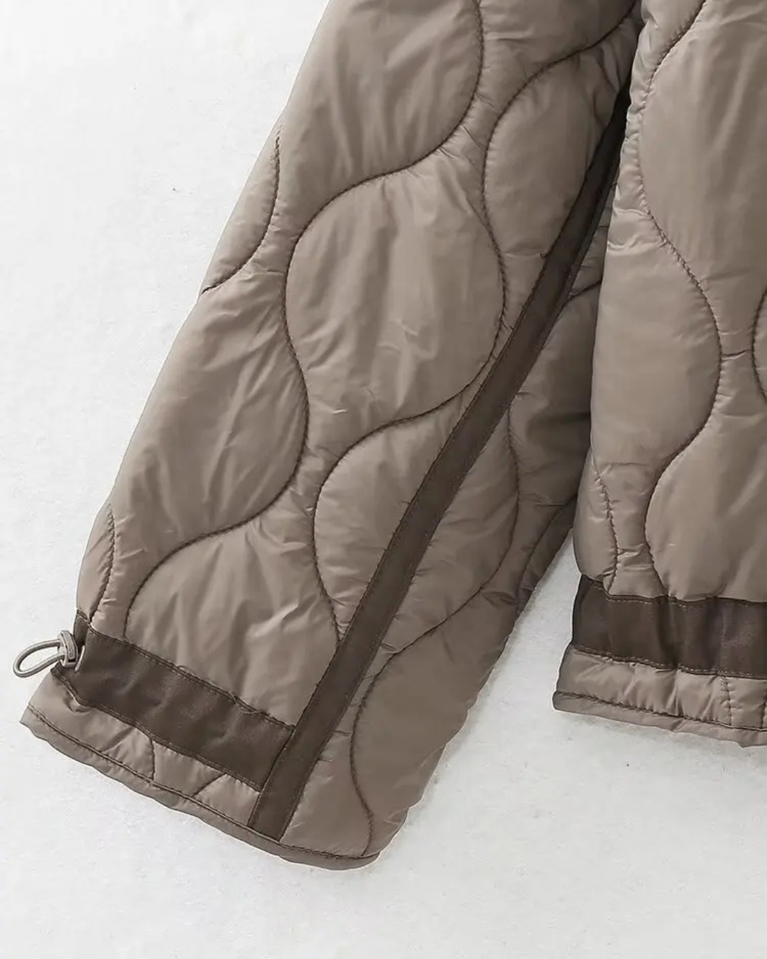 Katoenen Winterjas  met Trekkoord en Hoge Kraag voor Dames