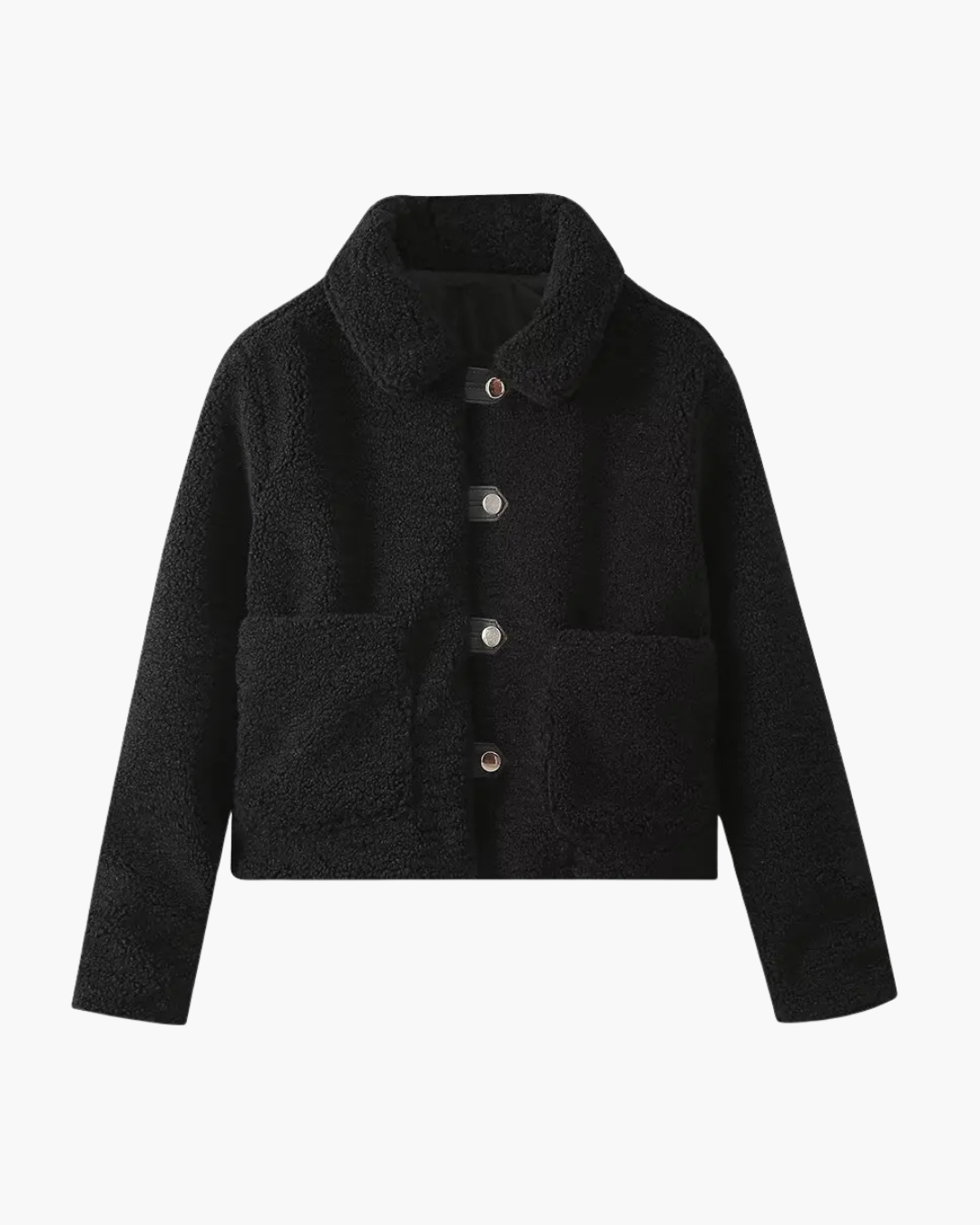 Casual Effen Winterjas met Kraag, Knopen en Zakken voor Dames