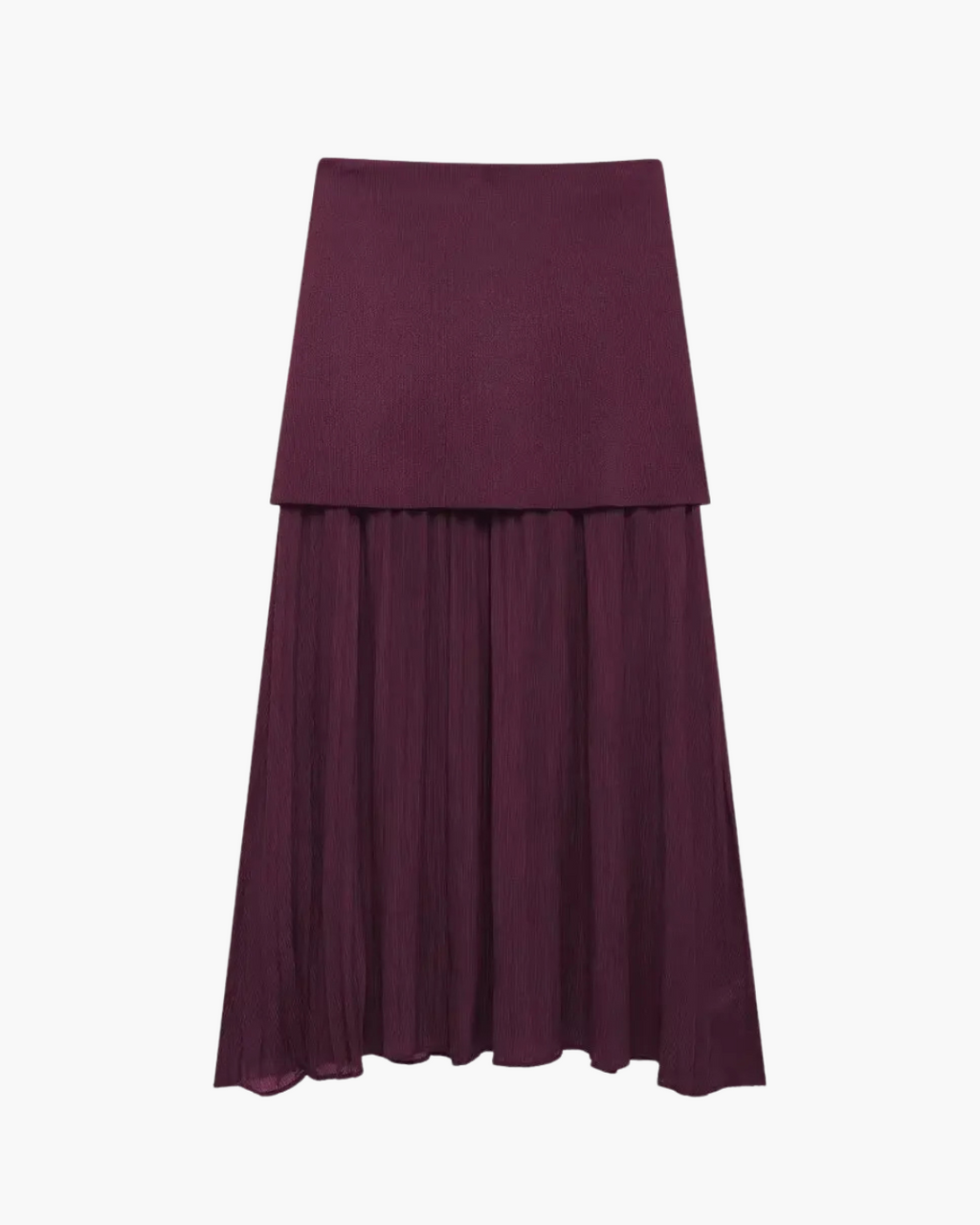 Bordeaux Rode Set met V-hals Vest en Hoge Taille Rok voor Dames