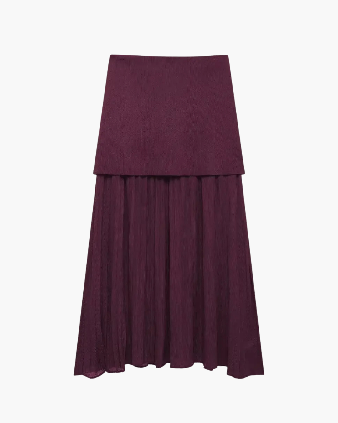 Bordeaux Rode Set met V-hals Vest en Hoge Taille Rok voor Dames