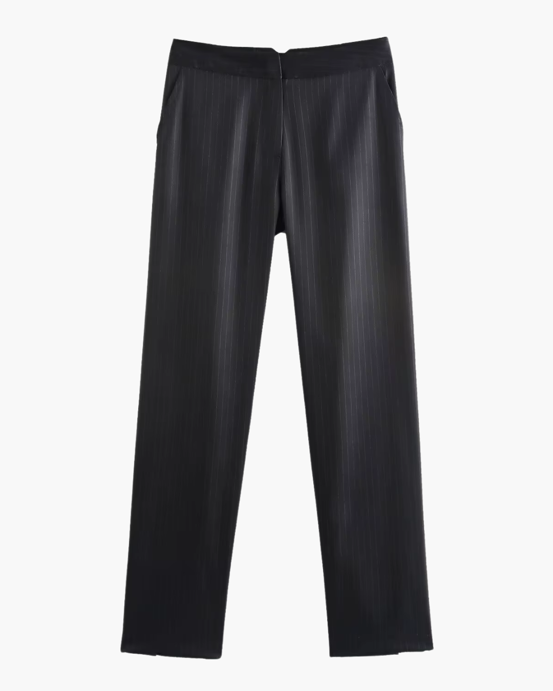 Gestreepte Zwarte Tweedelige Blazer en Broek Set voor Dames