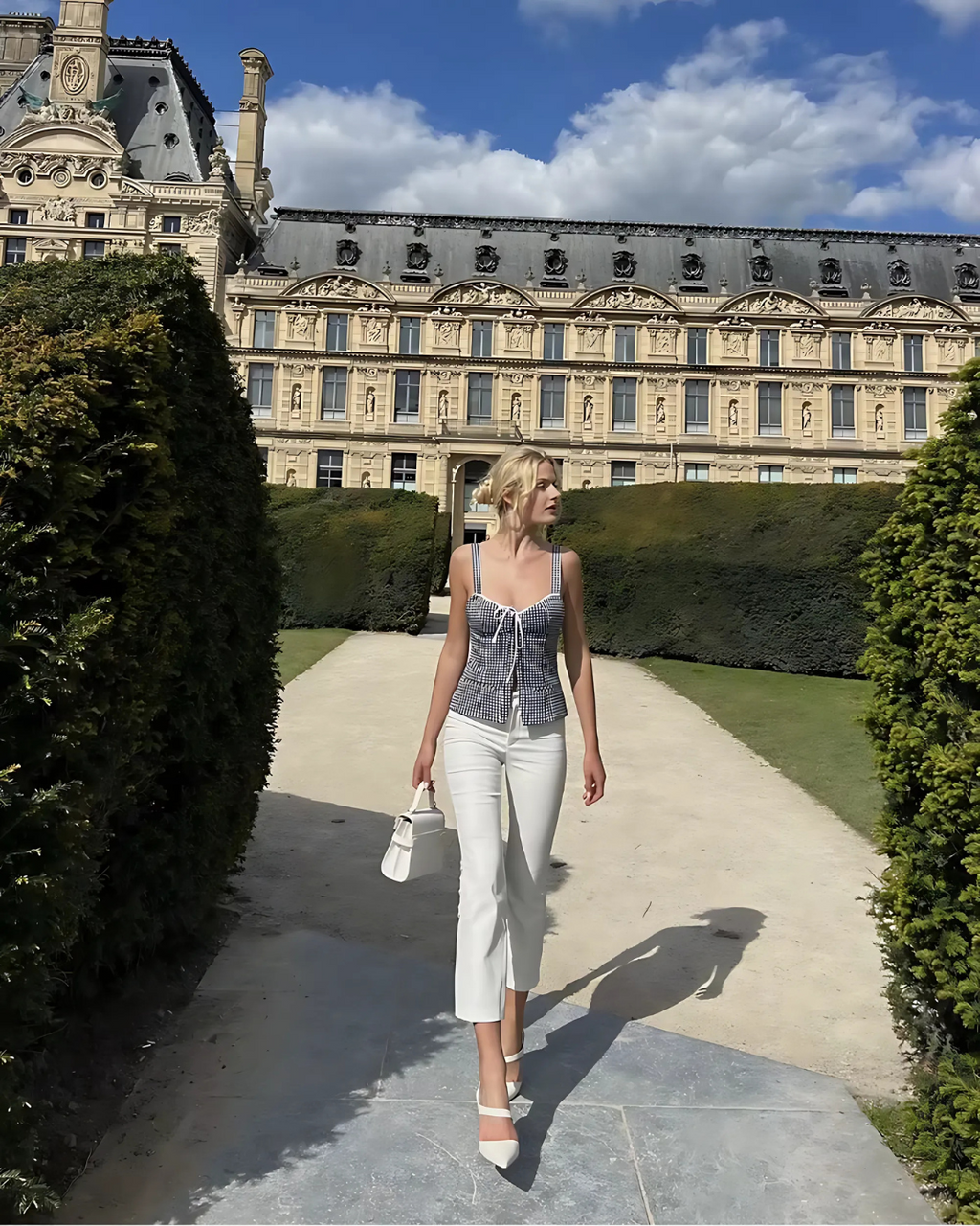 Geruite Camisole Corset Top met Strik voor Dames