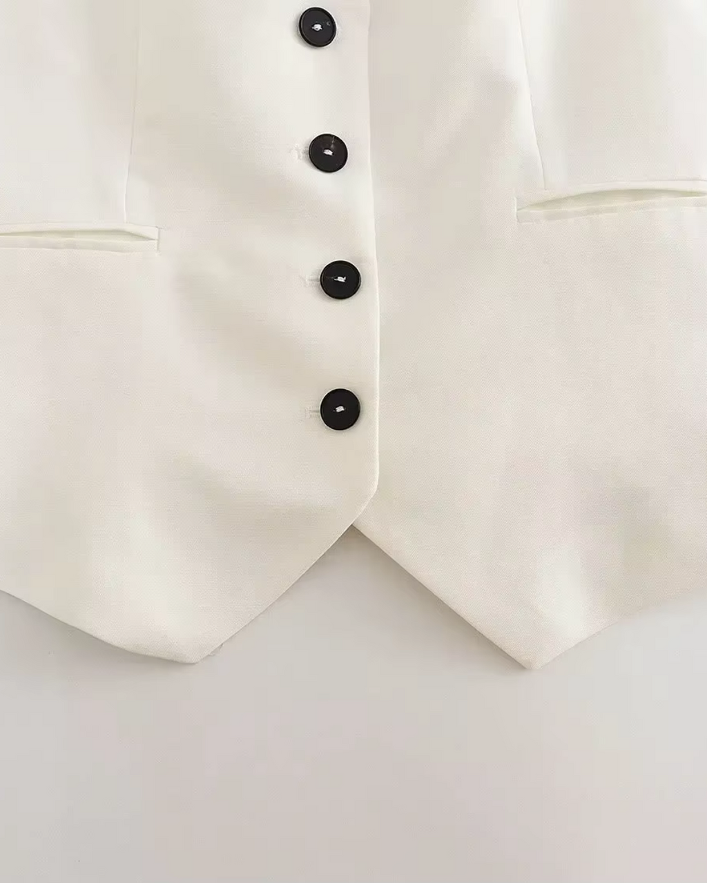 Vintage Luxe Witte Blazer, Gilet en Broek set voor Dames