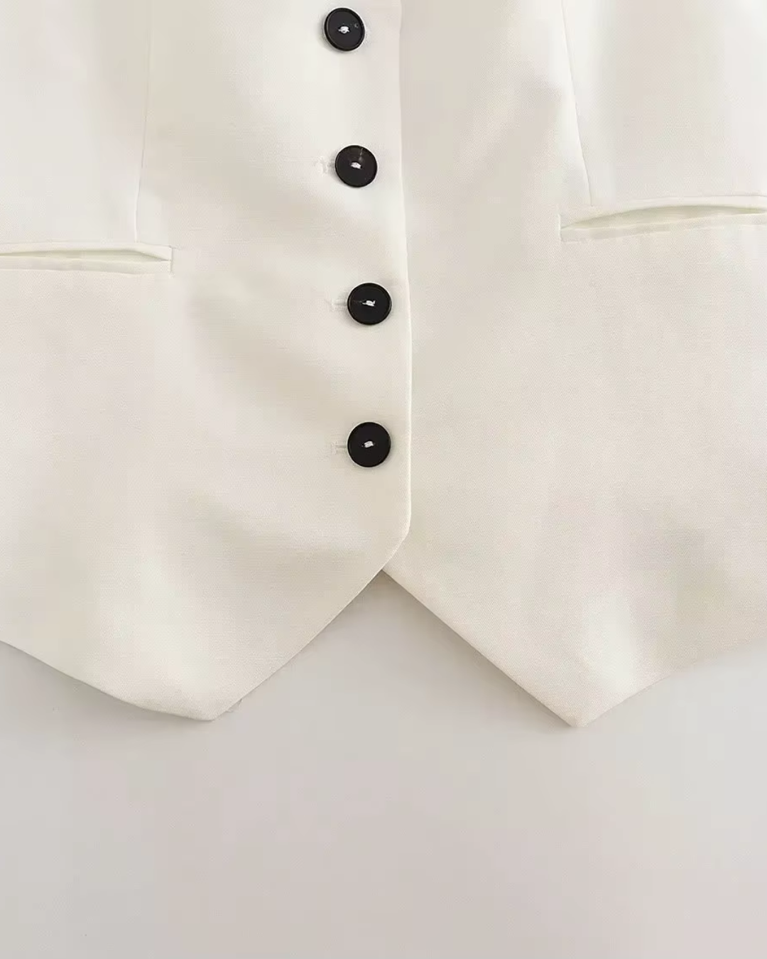 Vintage Luxe Witte Blazer, Gilet en Broek set voor Dames