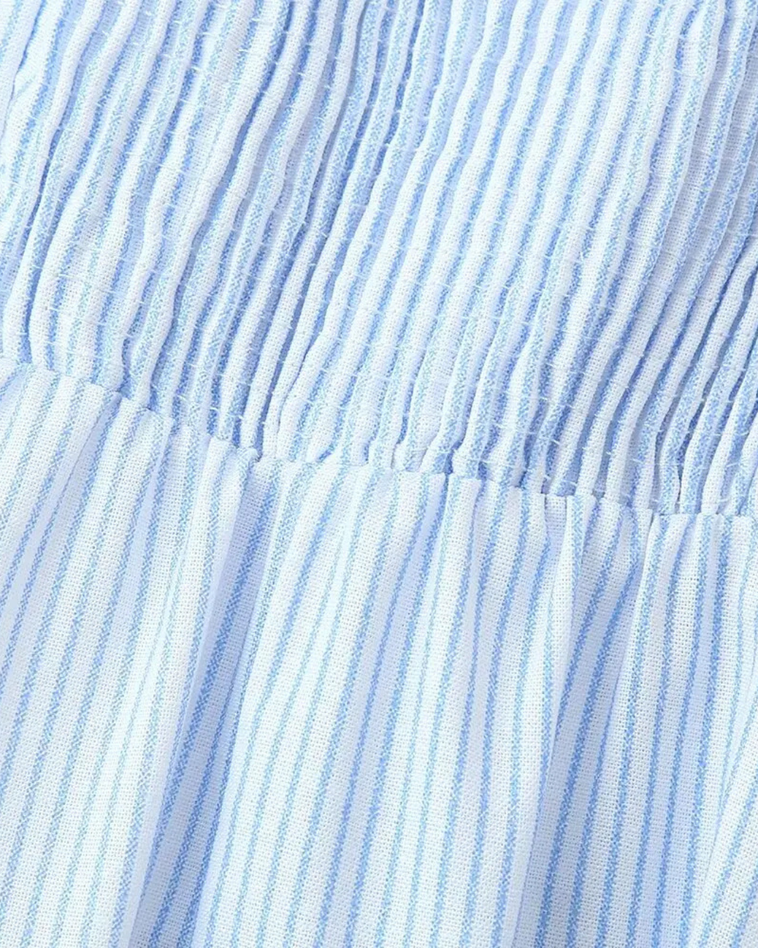 Gestreepte Geplooide Midi Jurk met Kant en V-hals voor Dames