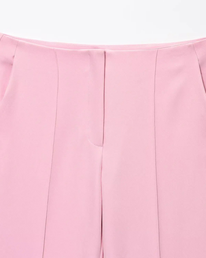 Roze Set met Mouwloos Vest en Hoge Taille Broek voor Dames