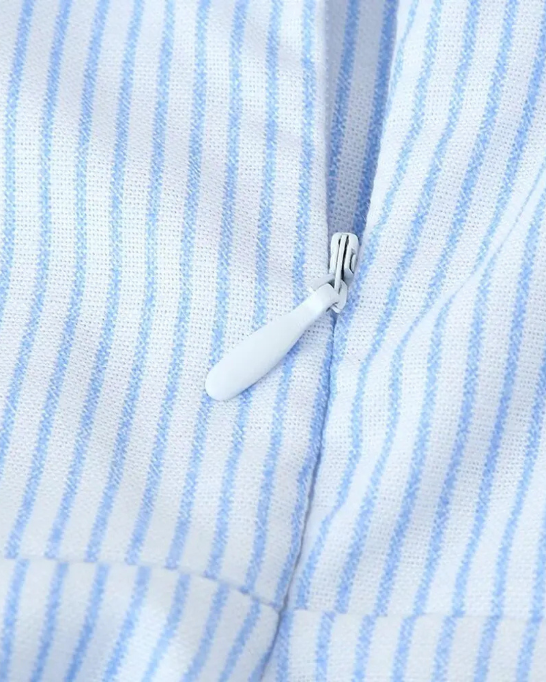 Gestreepte Geplooide Midi Jurk met Kant en V-hals voor Dames