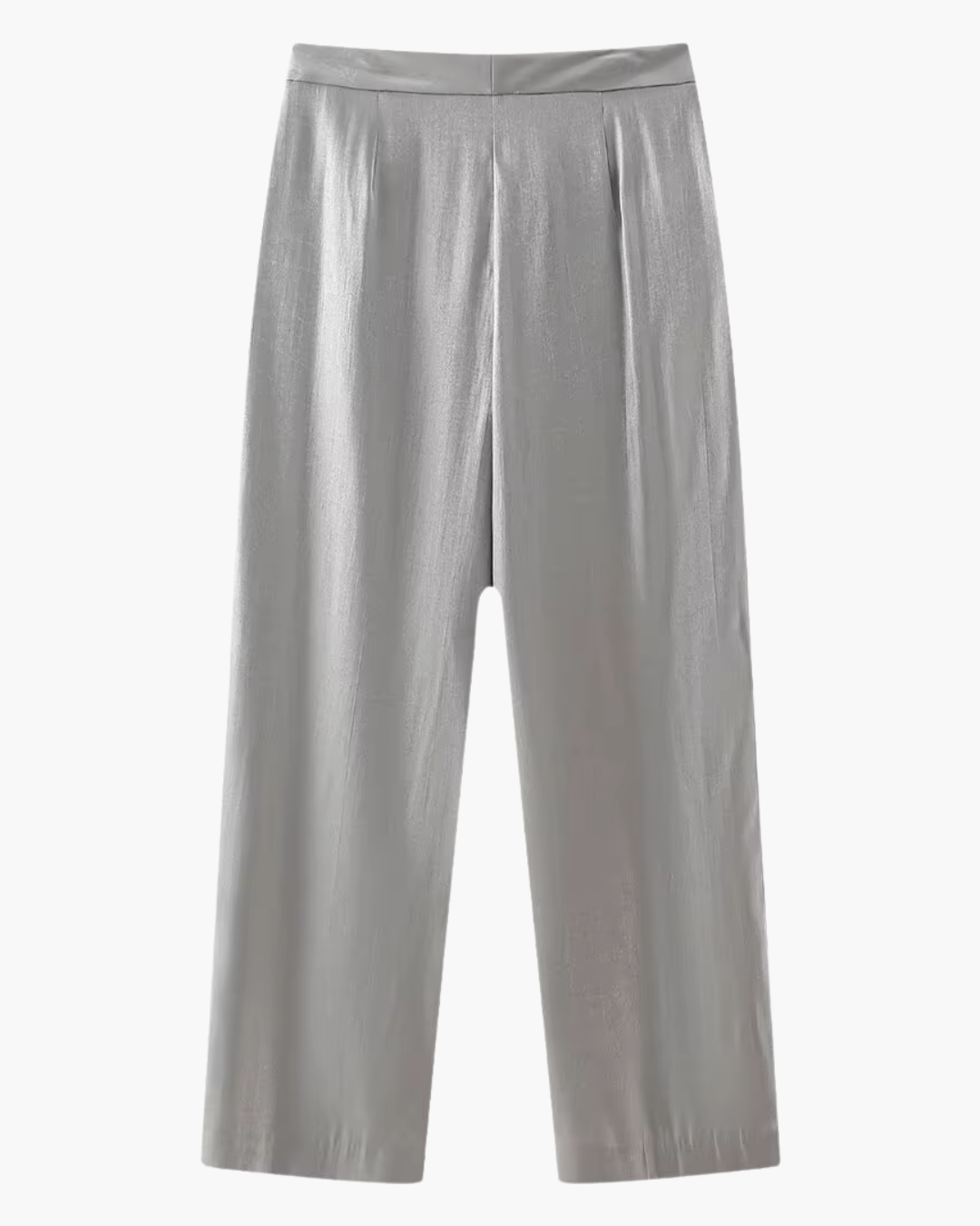 Satijnen Grijze Tweedelige Blazer en Broek Set voor Dames