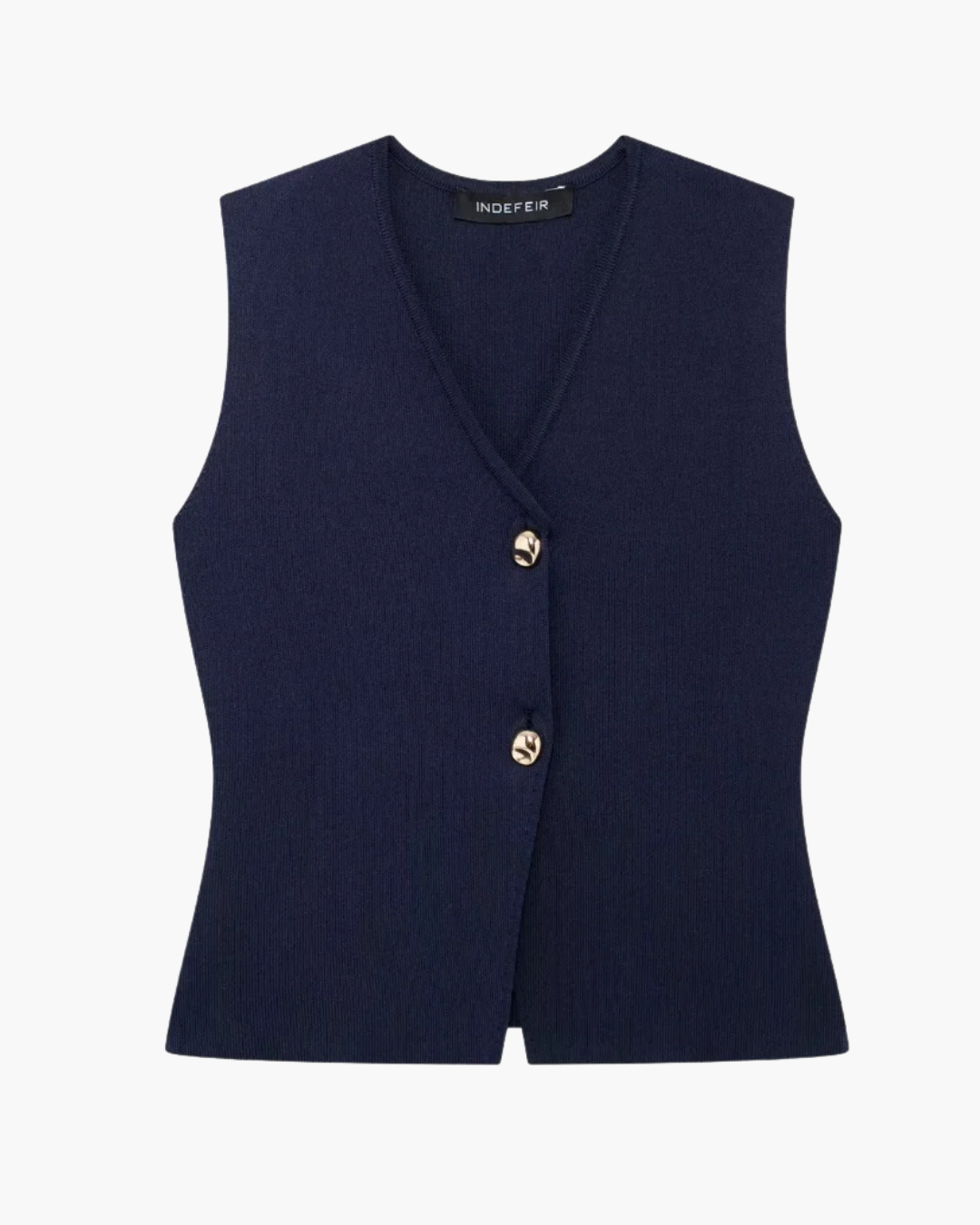 Gebreid Mouwloos V-Hals Vest met Gouden Knopen voor Dames