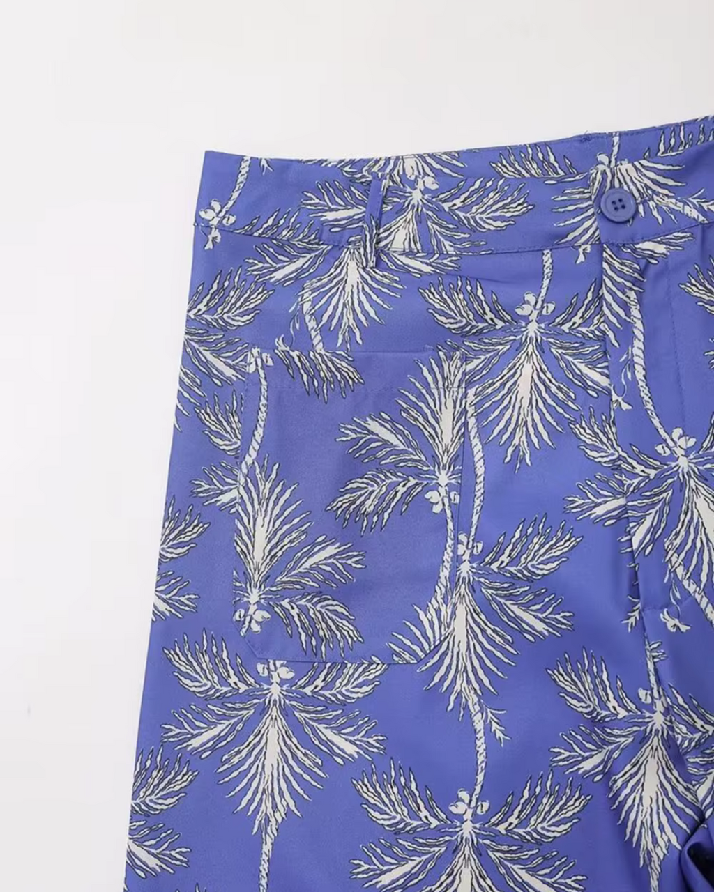 Elegante Luchtige Comfortabele Blauwe Bloemen Set voor Dames