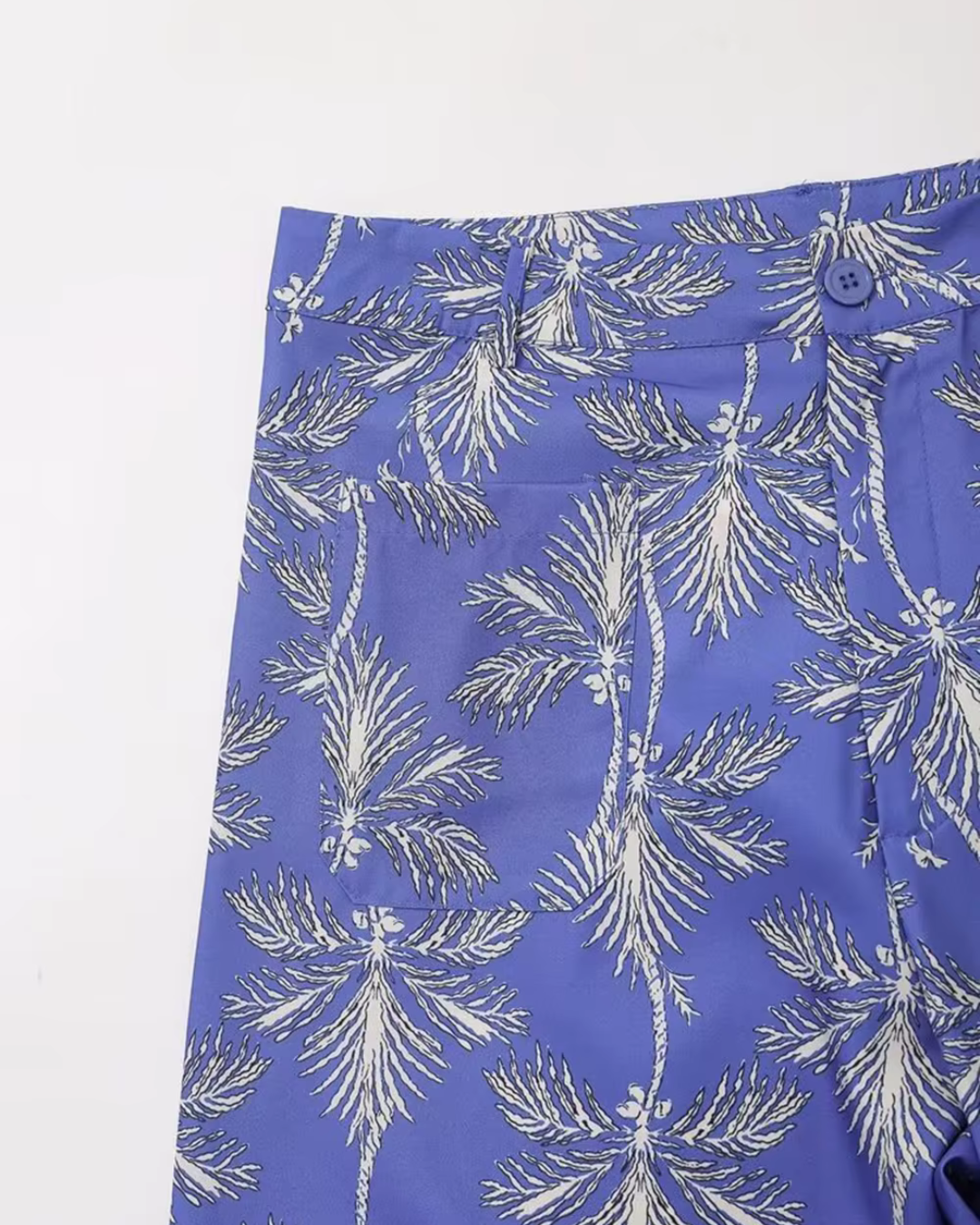 Elegante Luchtige Comfortabele Blauwe Bloemen Set voor Dames