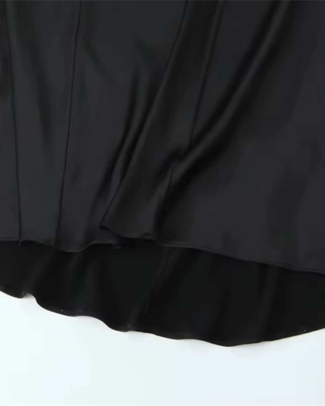 Satijnen Lange Zwarte Jurk met Spaghetti Bandjes voor Dames