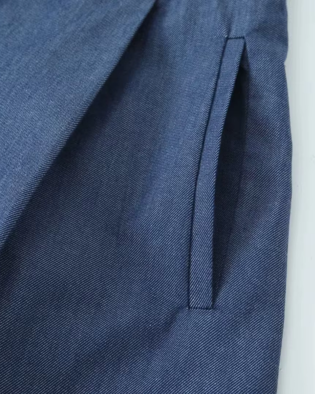 Vintage Blauw Damespak met Rechte Broek voor Dames