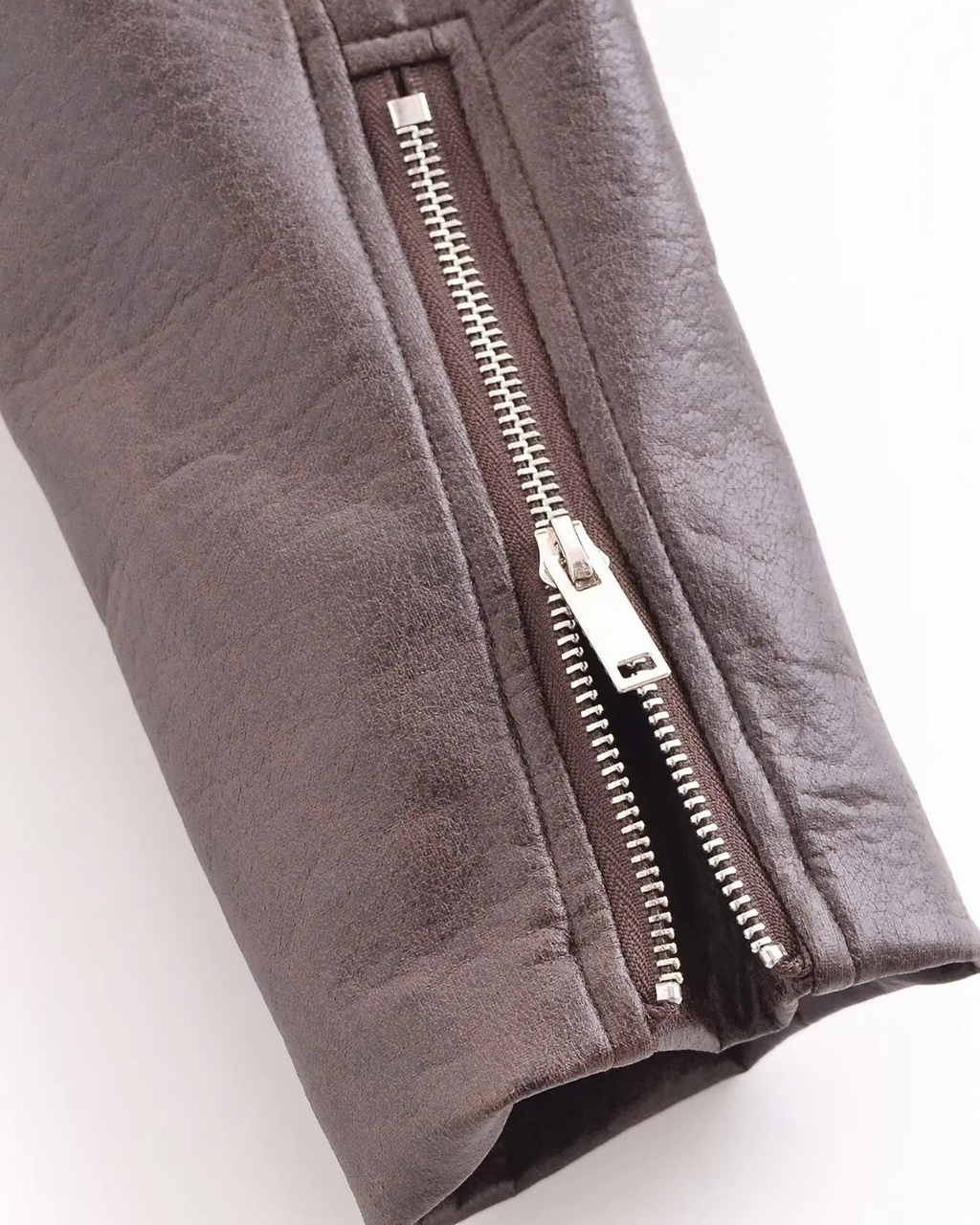 Cropped Kunstleren Jas met Riem en Ritsvakken voor Dames