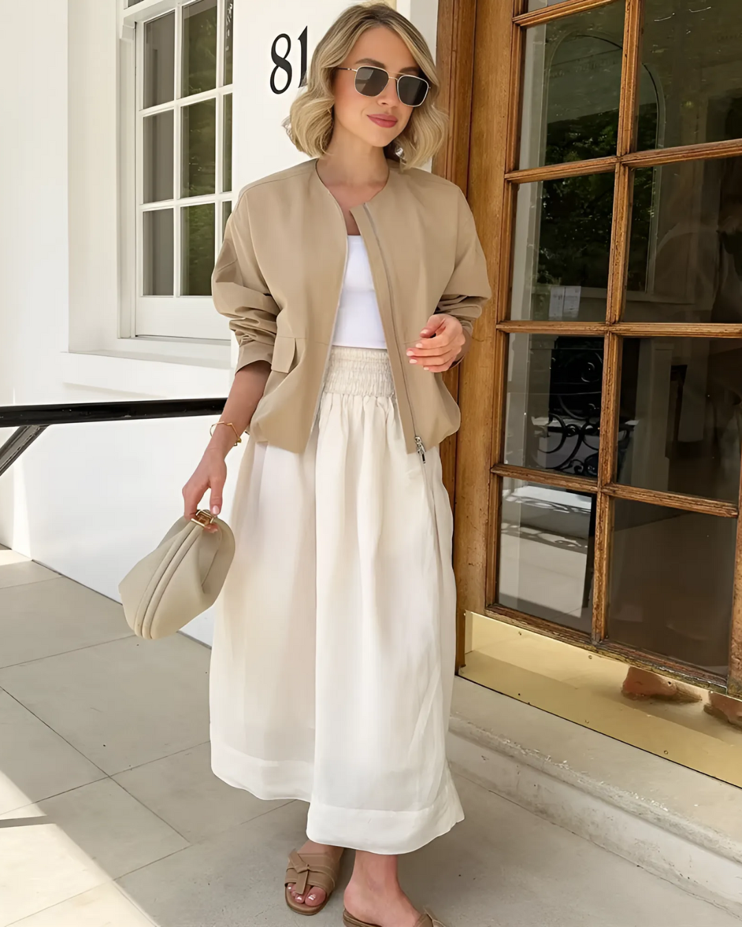 Beige Bomberjack in Koreaanse Stijl voor Dames