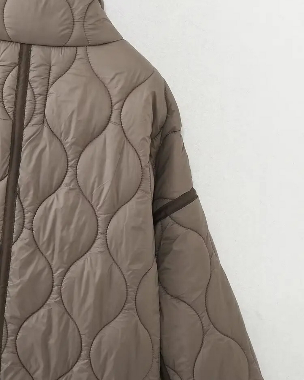 Katoenen Winterjas  met Trekkoord en Hoge Kraag voor Dames