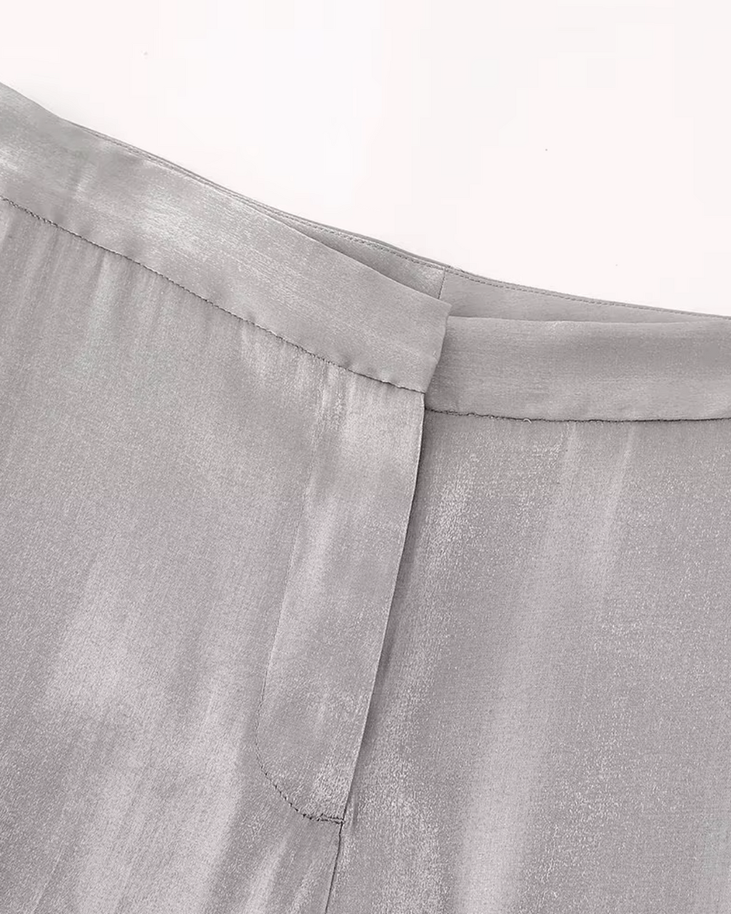 Satijnen Grijze Tweedelige Blazer en Broek Set voor Dames