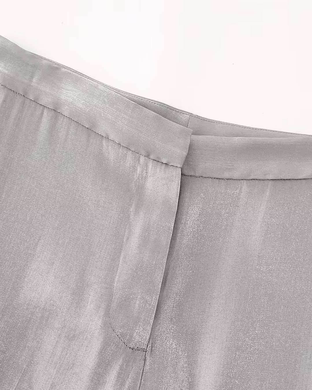 Satijnen Grijze Tweedelige Blazer en Broek Set voor Dames