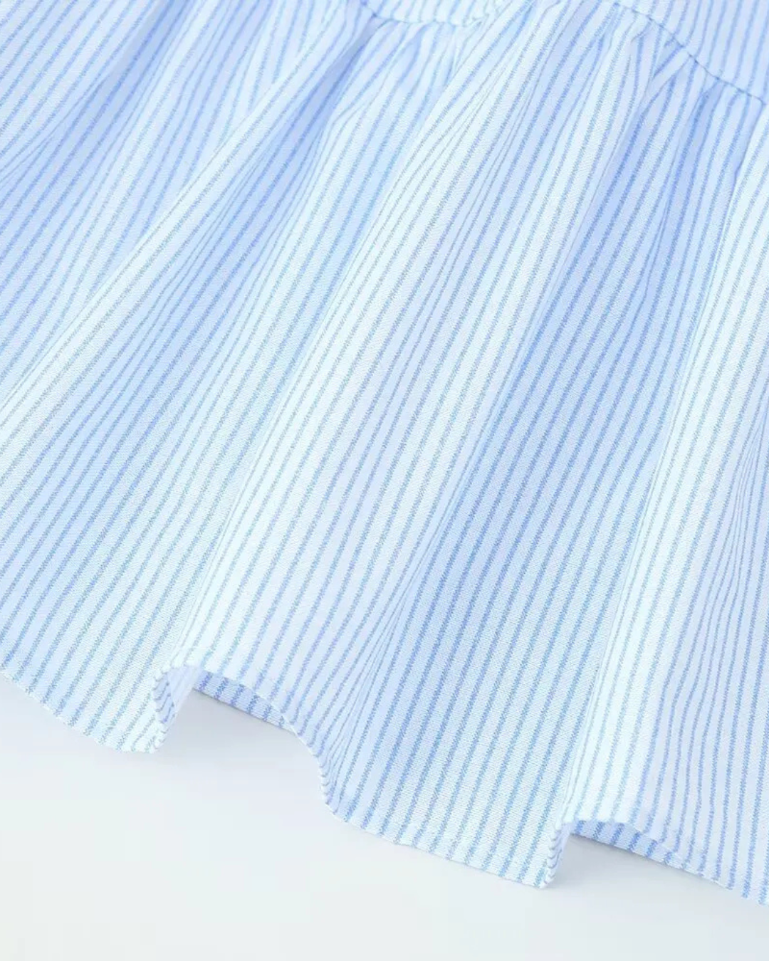 Gestreepte Geplooide Midi Jurk met Kant en V-hals voor Dames