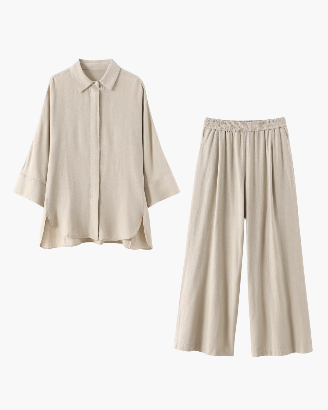 Elegante Tweedelige Set met Wijde Pijpen Broek voor Dames