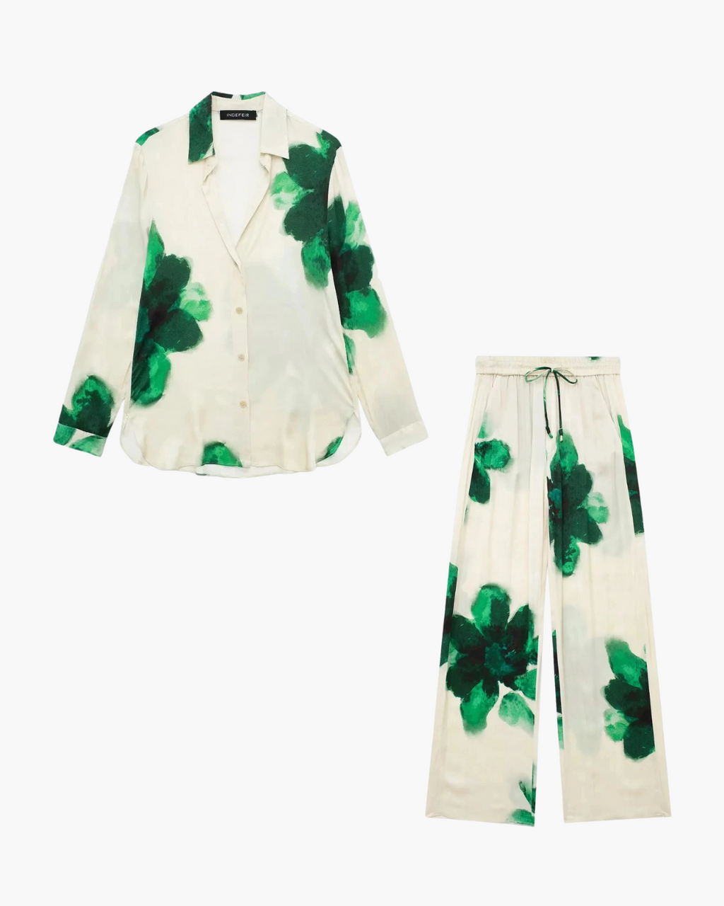 Elegante Set met Bloemenprint Blouse en Wijde Broek voor Dames