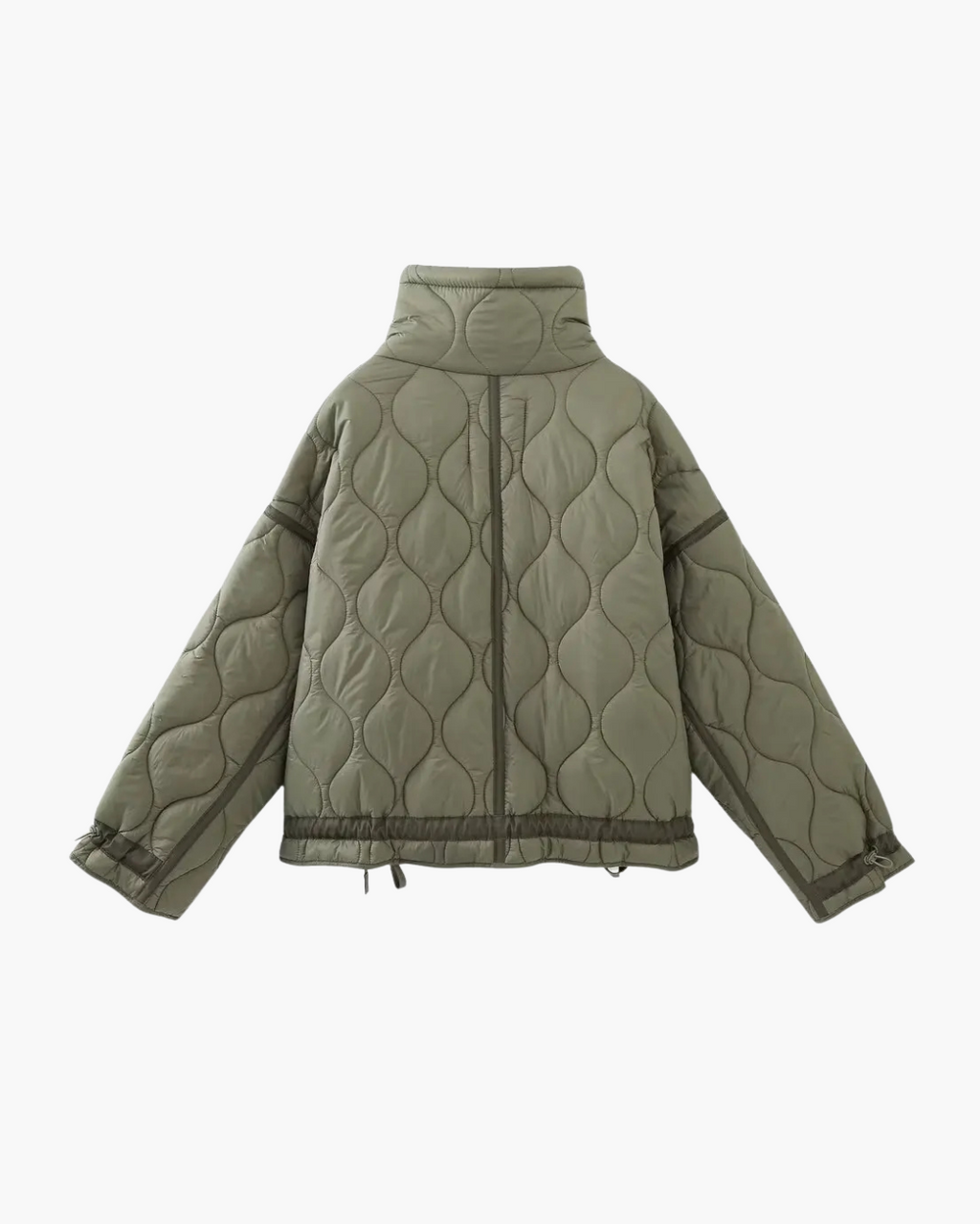 Katoenen Winterjas  met Trekkoord en Hoge Kraag voor Dames