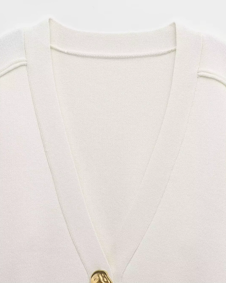 Casual Chique Vest met V-hals en Lange Mouwen voor Dames