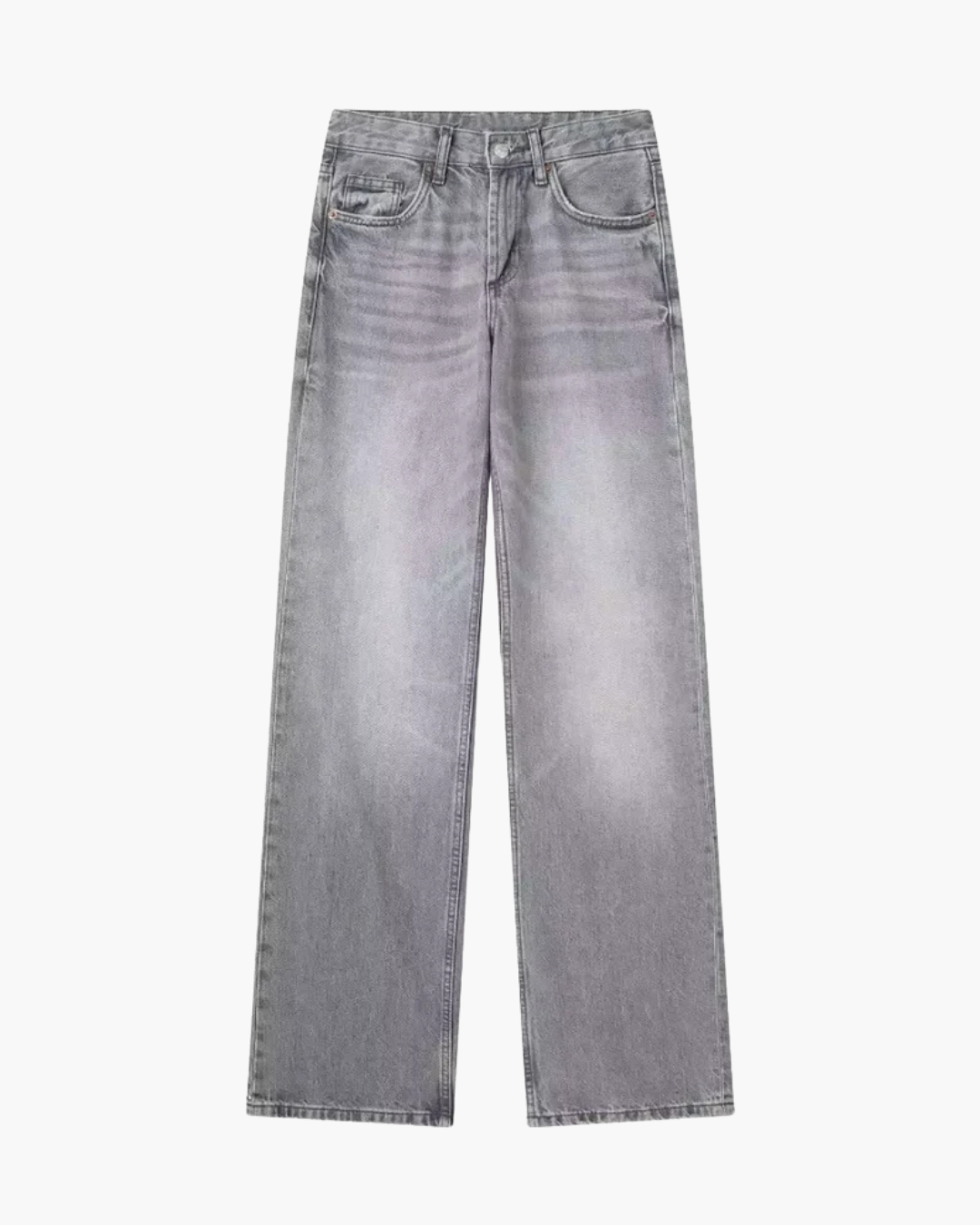 Grijze Spijkerbroek met Rechte Pasvorm voor Dames