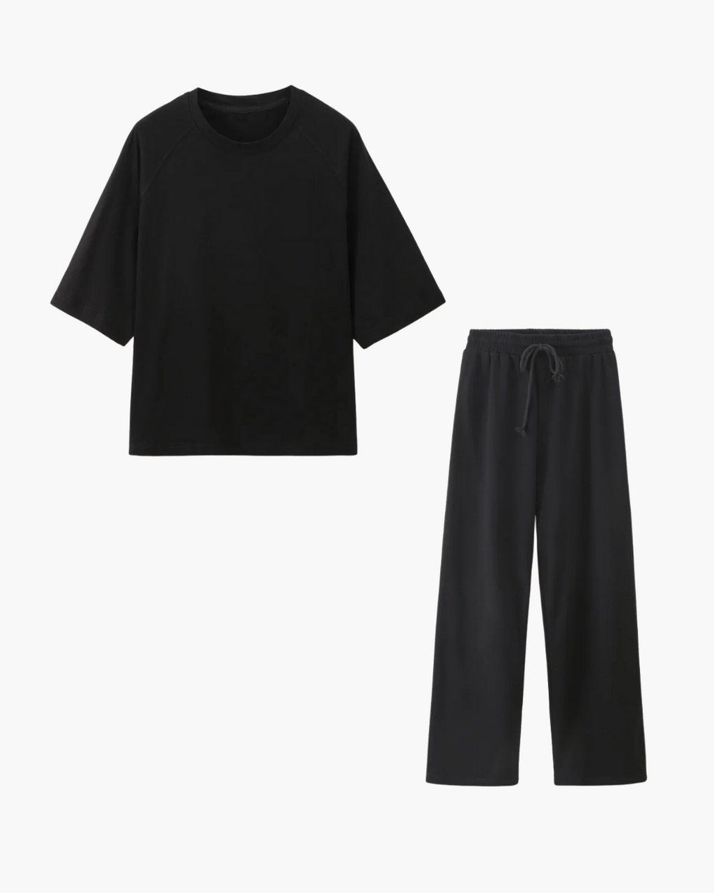 2-Delige Set met O-hals T-shirt en Trekkoord Broek voor Dames