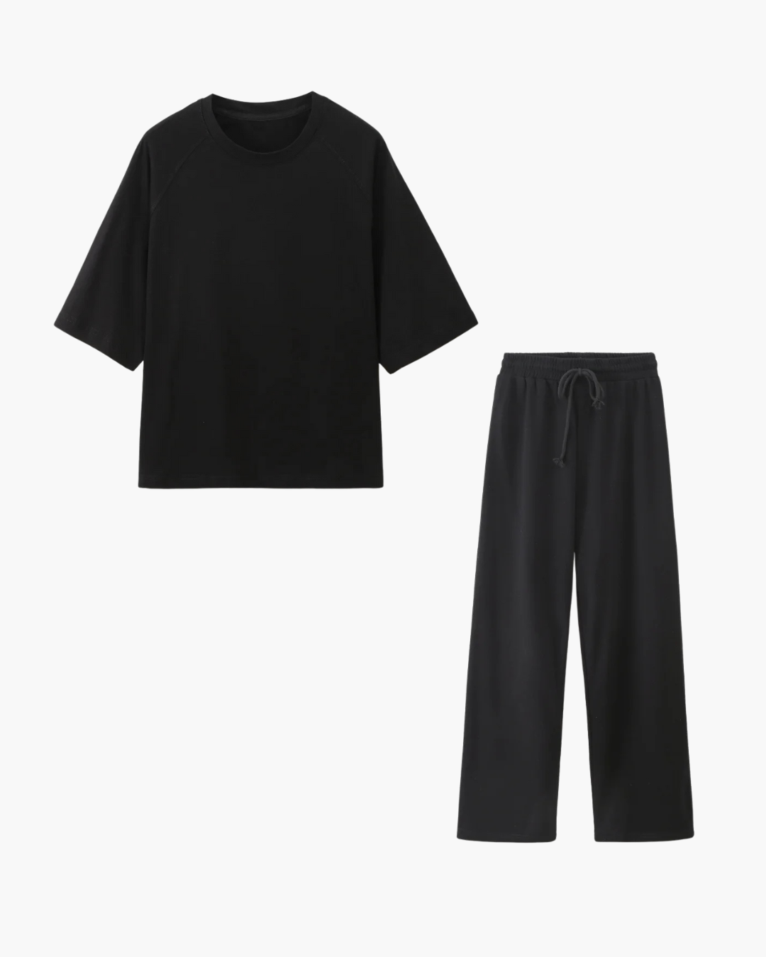 2-Delige Set met O-hals T-shirt en Trekkoord Broek voor Dames