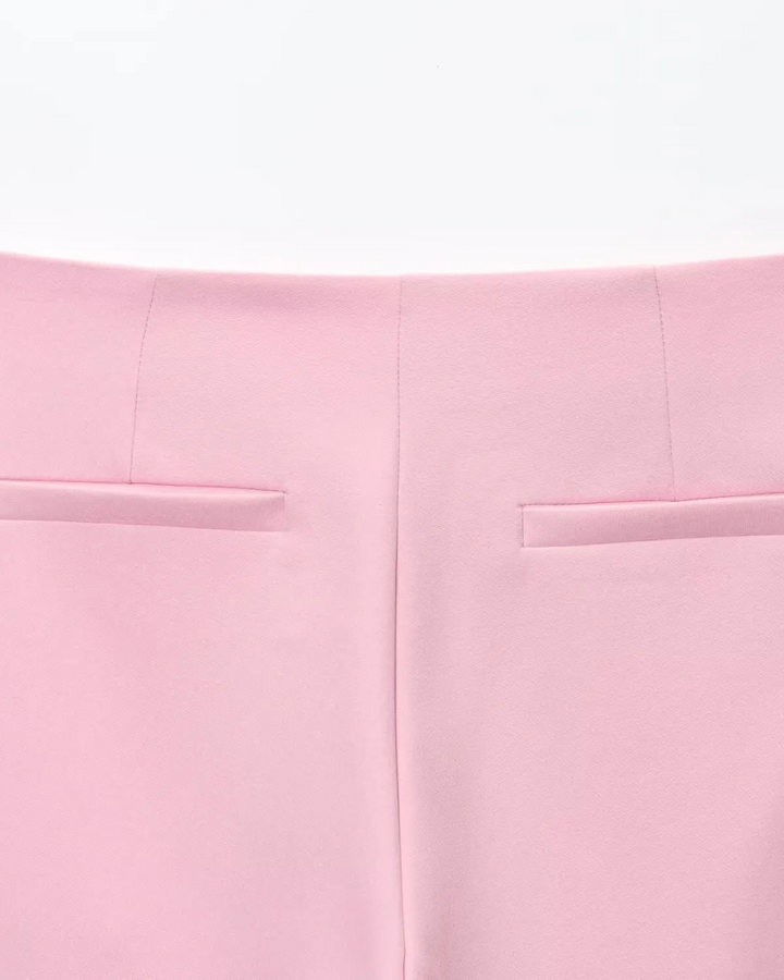 Roze Set met Mouwloos Vest en Hoge Taille Broek voor Dames