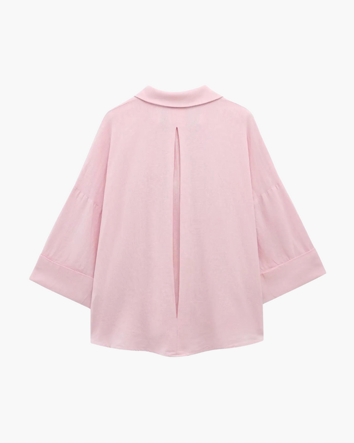 Oversized Blouse Dames – V-Hals & Faux Linnen