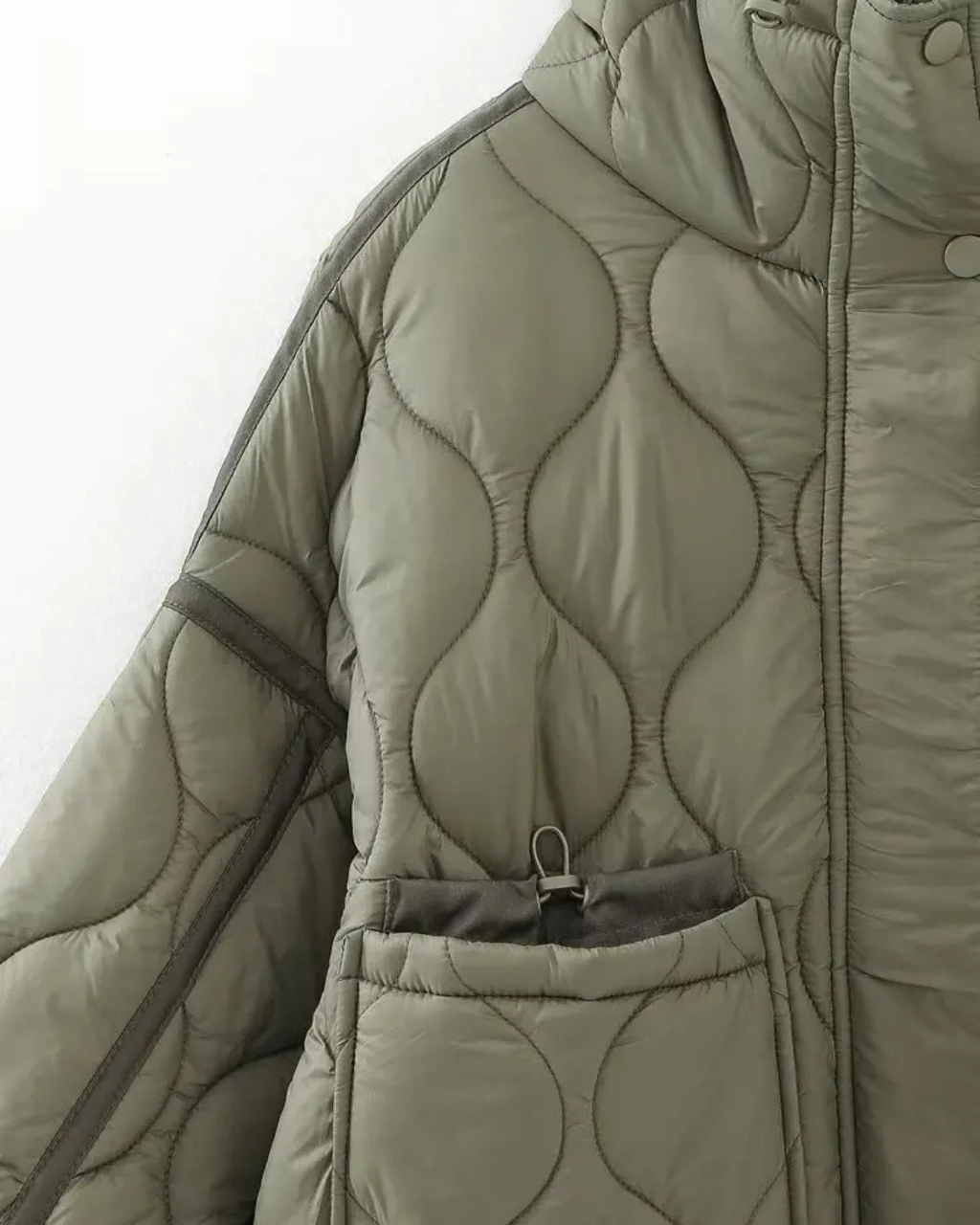 Katoenen Winterjas  met Trekkoord en Hoge Kraag voor Dames