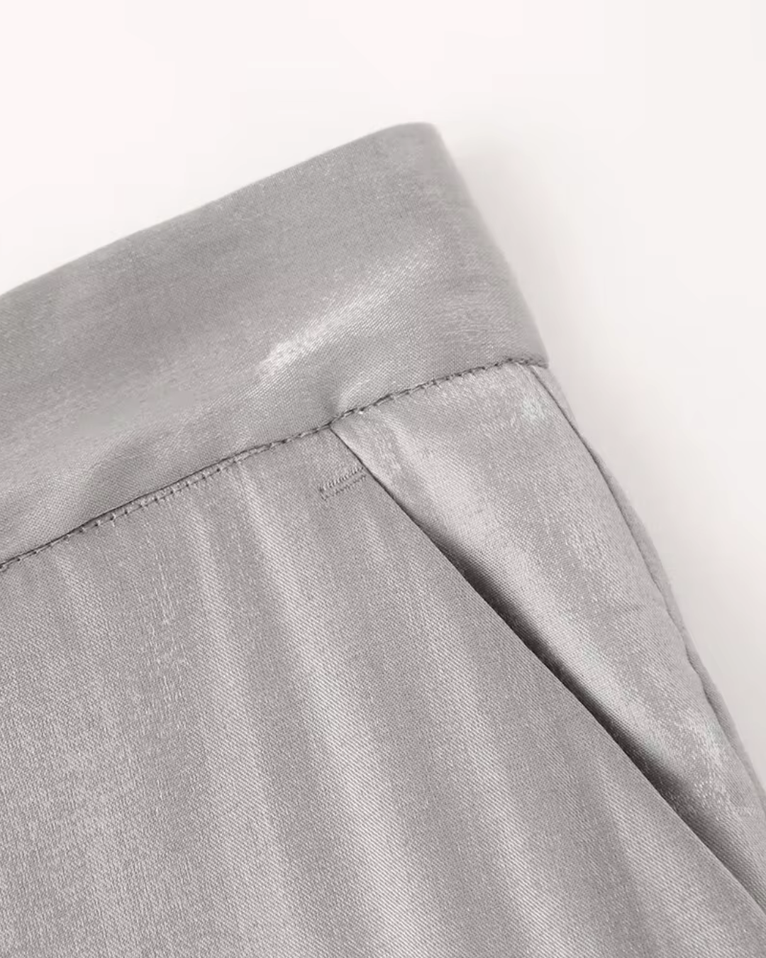 Satijnen Grijze Tweedelige Blazer en Broek Set voor Dames